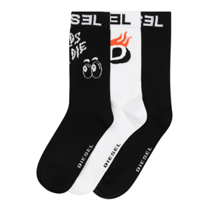 DIESEL Ponožky  černá / bílá / tmavě oranžová