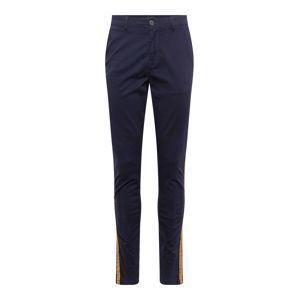 NEW LOOK Chino kalhoty 'RPASO 06.04.18 NAVY SIDE STRIPE'  námořnická modř / oranžová