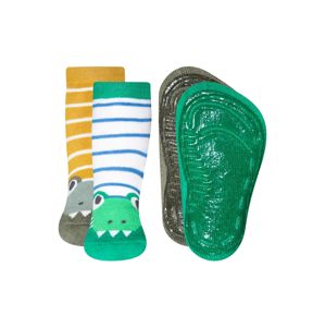 EWERS Ponožky 'Krokodil'  zelená / bílá / žlutá