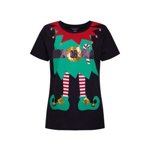 NEW LOOK Tričko 'XMAS ELF DRESS UP TEE'  smaragdová / krvavě červená / černá