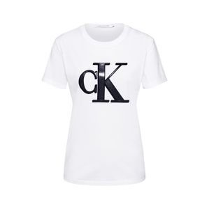 Calvin Klein Jeans Tričko 'FLOCK MONOGRAM'  bílá