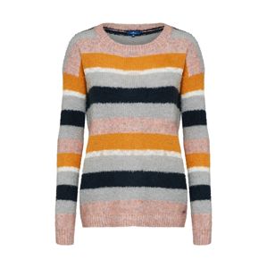 TOM TAILOR Svetr 'stripy yarn mix sweater'  šedá / jasně oranžová / růže