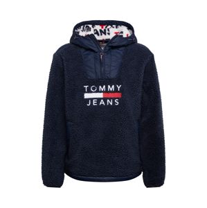 Tommy Jeans Mikina 'SHERPA POPOVER'  červená / bílá / tmavě modrá