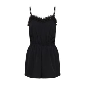 Boohoo Overal 'CLAIRE CROCHET TRIM OPEN STRAPPY PLAYSUIT'  černá