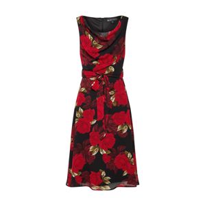Mela London Koktejlové šaty 'COWL NECK ROSE PRINT DRESS'  červená / černá