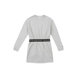 Calvin Klein Jeans Šaty 'LOGO WAISTBAND LS DR'  šedý melír