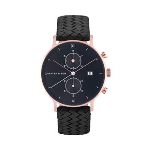 Kapten & Son Analogové hodinky 'Woven'  černá / růžově zlatá