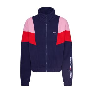 Tommy Jeans Mikina s kapucí 'COLORBLOCK POLAR ZIP DE'  námořnická modř / pink / červená