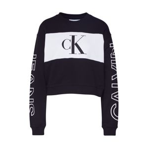 Calvin Klein Jeans Mikina 'BLOCKING SATEMENT LOGO CREW NECK'  černá / bílá