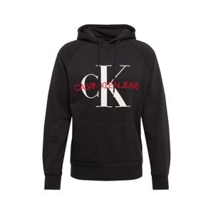 Calvin Klein Jeans Mikina 'WASHED REG MONOGRAM CN'  červená / černá / bílá