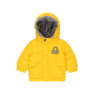 UNITED COLORS OF BENETTON Zimní bunda  svítivě žlutá / šedá / černá