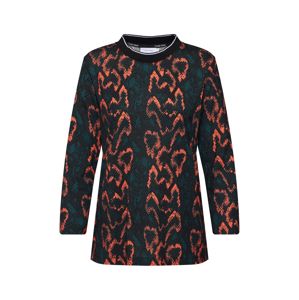 Calvin Klein Tričko 'PRT 3/4 SLEEVE RIB NECK TOP'  oranžová / černá