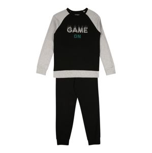 SCHIESSER Pyžamo  černá / šedý melír / smaragdová