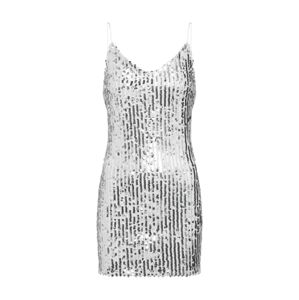 Missguided Koktejlové šaty 'Strappy Sequin Mini Bodycon'  stříbrná