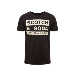 SCOTCH & SODA Tričko 'Ams Blauw scotch & soda signature tee in regular fit'  černá / bílá