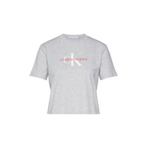 Calvin Klein Jeans Tričko 'MONOGRAM'  červená / šedý melír / bílá