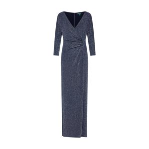 Lauren Ralph Lauren Společenské šaty 'LEIARA-3/4 SLEEVE-EVENING DRESS'  námořnická modř / stříbrná
